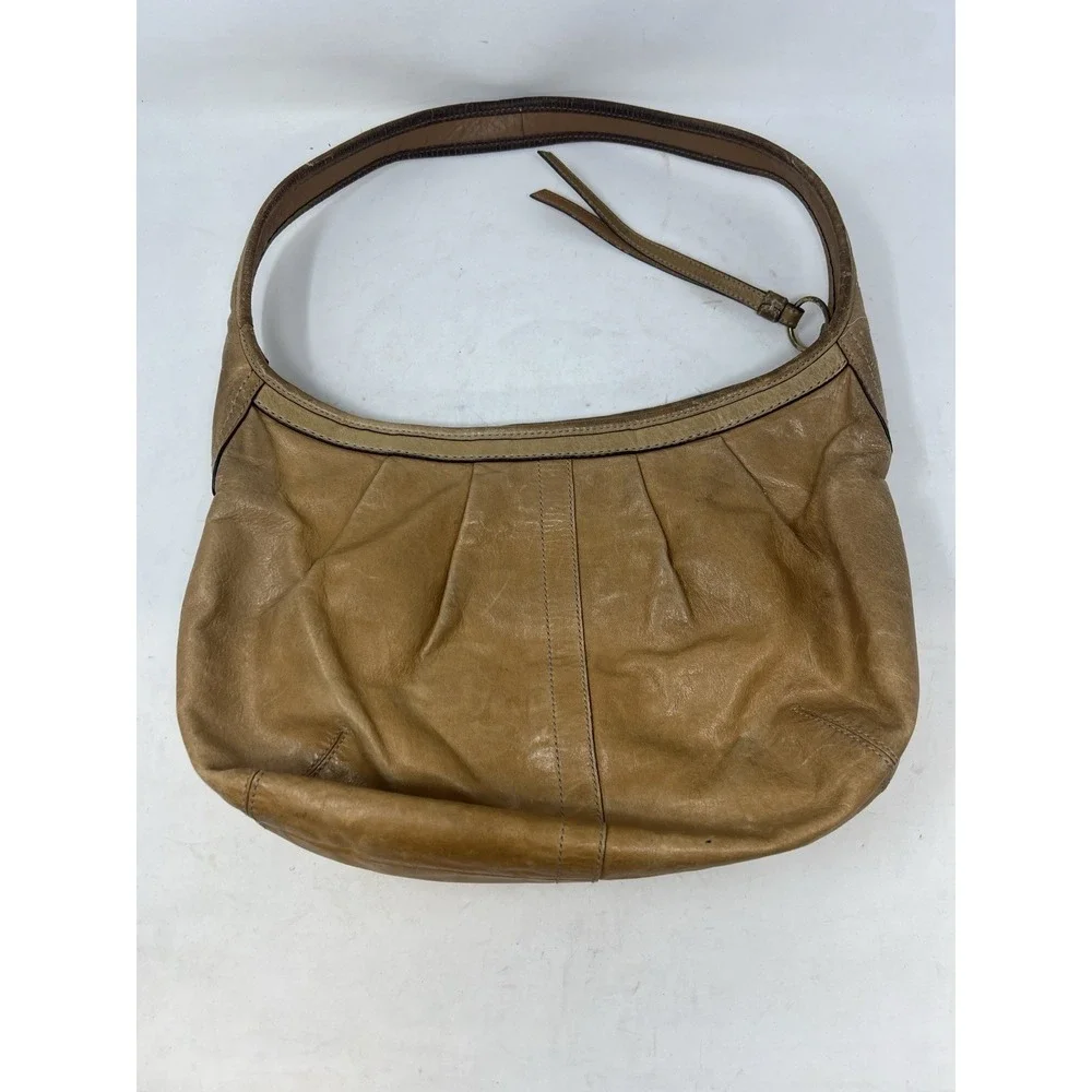 Vintage Coach Ergo Pleated Hobo Bag 12235 Y2K Full Grain Leather Tan Camel